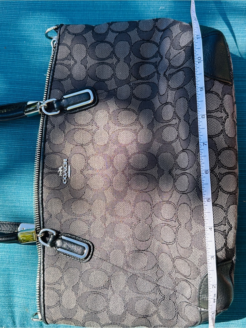 Coach Monogram Jacquard Tote with leather details - Grey and Black - Picture 4 of 6